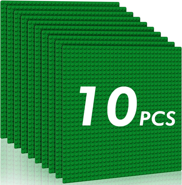 Classic Baseplates Building Plates, Pack of 10 Large 10" x 10" Bricks, Compatible with All Major Brands, Perfect STEM