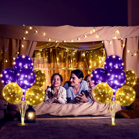 10 Set 100 Junkin Balloon Stand Kit for Centerpiece with LED String Light Pcs Balloons Light up Table Balloon Stand