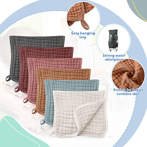 6 Pack 20 10 Inch 6 Irenare Muslin Burp Cloths Cotton Baby Burping Rags Large x Layers Spit up Rags Soft Absorbent
