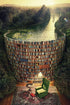 1000 Pieces Puzzles for Adults - Wooden Bookshelf Canal Jigsaw Puzzle Book Library