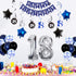 18th Birthday Decorations for Boys and Girls, Dark Blue HAPPY BIRTHDAY Banner, Silver Number 18 Balloons Party Supplies