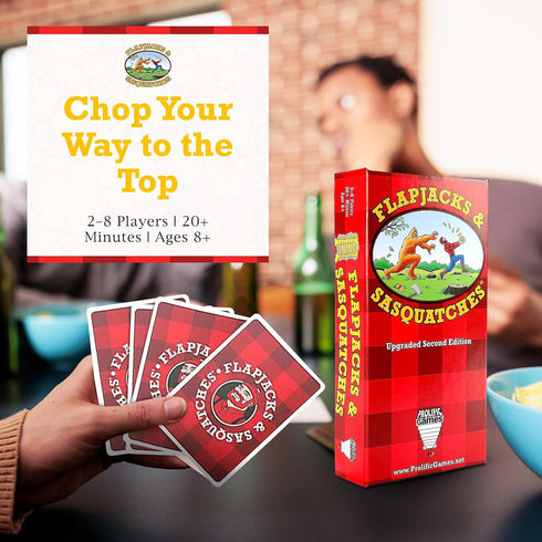 Prolific Games Flapjacks & Sasquatches, Upgraded 2nd Edition Family Card & Dice Game for 2-8 Players