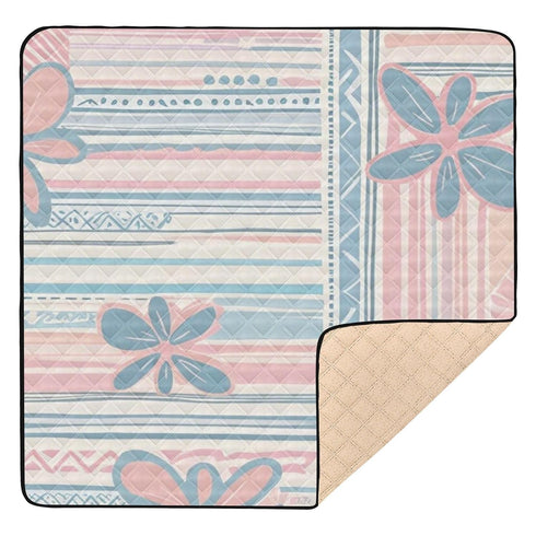 EtherSpher Boho Pink Blue Vintage Flowers Large Sturdy mat for Baby to Play