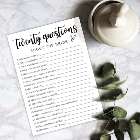 White Theme Bridal Shower Games for 25 Guests - Wedding Shoe Game, Wedding Advice Cards for Reception