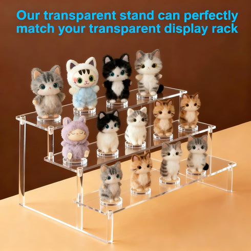 3-7" (2Pack) Clear Acrylic Doll Stand - Adjustable Holder for Sitting/Standing Collectibles, Tool-Free Installation