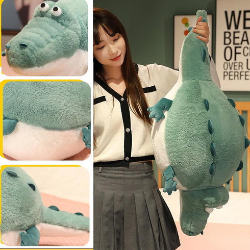 17.7'' Alligator Stuffed Animal, Funny Plush Toy, Chubby Crocodile Body Pillow, Unique Fat Crocodile for Kids Birthday