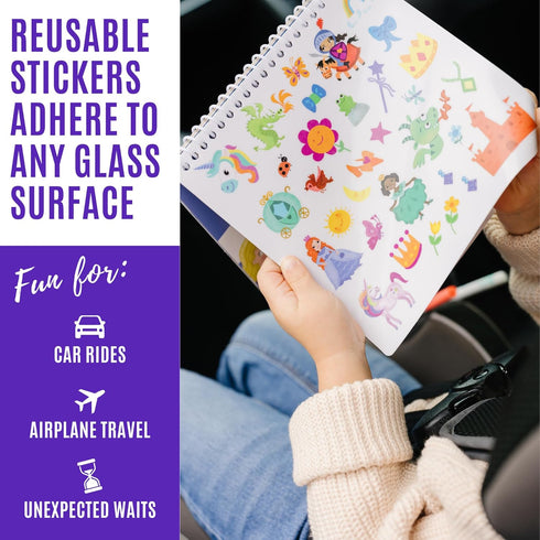 Kids Travel Educational Activity Book with Washable Markers - Car and Airplane Activities, Learning Toys for Ages 4-6