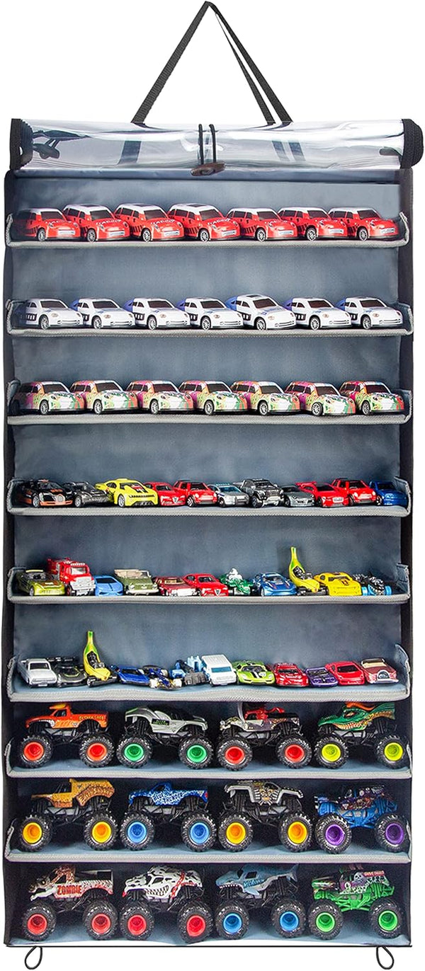 KISLANE Dustproof Hanging Display Case for Toy Cars, Matchbox Cars, Monster Trucks, Rectangular-Black