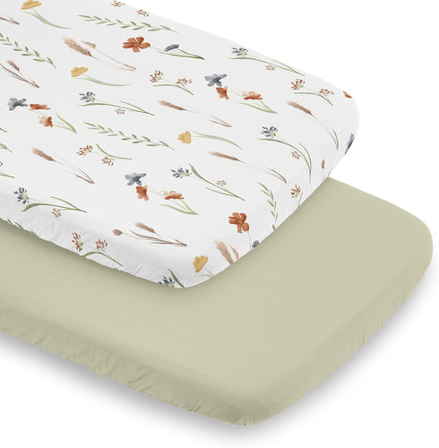 Sweet Jojo Designs Boho Floral Garden Flower Girl Baby Bassinet Sheets Fitted