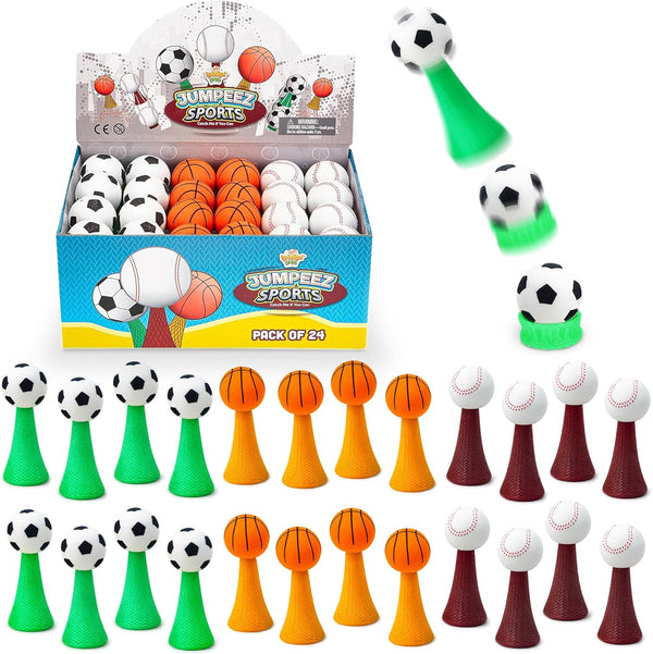 IPIDIPI TOYS Jumpeez Sport Ball Rocket Poppers 24-Pack Jumping Spring Launcher Toys