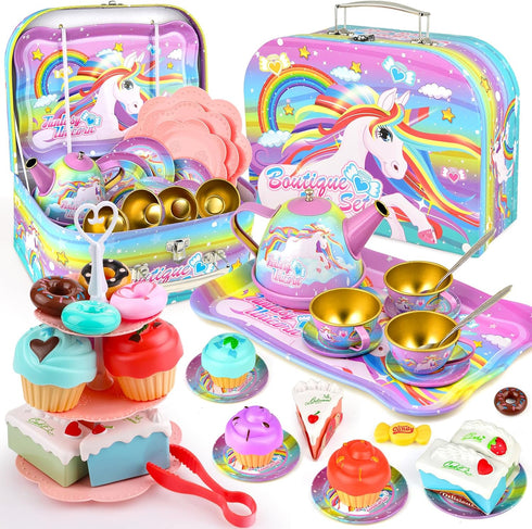 Minnot Unicorn Tea Party Set for Little Girls, Age 3 4 5 6