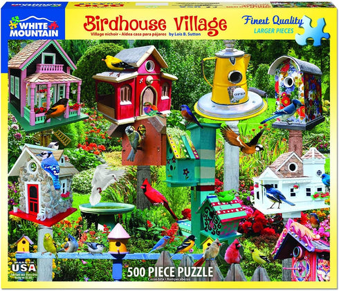 White Mountain Puzzles Birdhouse Village, 500 Piece Jigsaw Puzzle