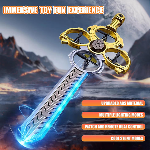 Virellia 3 Upgraded Flying Sword RC Drone with Colorful LED Lights, ABS Metal Remote Control Airplane with Hand Gesture