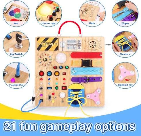 1-3 v3) Grarain Busy Board for Toddlers - Montessori Educational Toy for Year Old Boys & Girls | Travel-Friendly