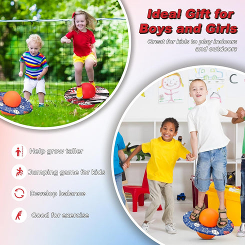 2 Junkin Pcs Pogo Ball Trick Board Toy Balance Board Pogo Balance Bounce Ball with Pump and Strong Grip Deck for Fun