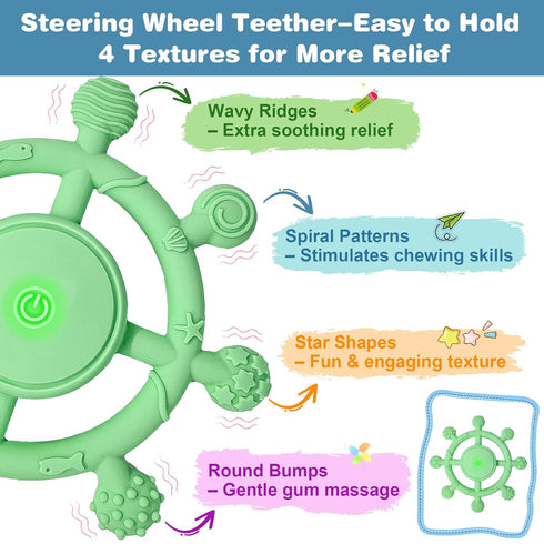 3-Speed 3M+, YOFUN Vibrating Baby Teether Soothing Silicone Teething Toy for Infants Food-Grade, USB Rechargeable Soft