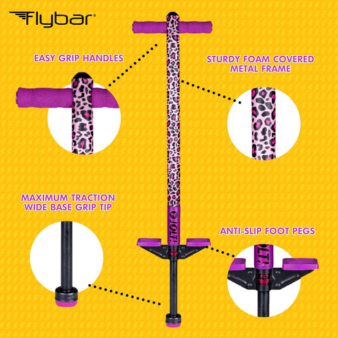 Flybar Jolt Pogo Stick for Kids, Ages 6+, 40 to 80 Pounds, Perfect for Beginners, Outdoor Toys for Boys & Girls