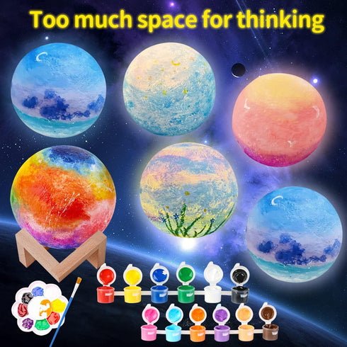 Paint Your Own Moon Lamp Kit, DIY 3D Moon Light, Galaxy Lamp, Arts & Crafts Kit for Teens Boys Girls, Birthday Gifts