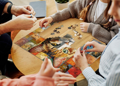 Cat Puzzles for Adults, 1000 Pieces, Funny Kitten Jigsaw Puzzles, Mosaic Meows Animal Puzzle