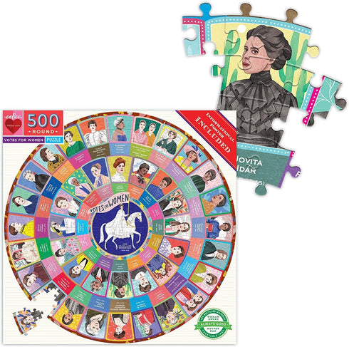 eeBoo: Piece and Love Votes for Women - 500 Piece Round Circle Jigsaw Puzzle for Adults and Families