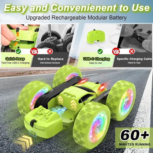 2.4GHz 360 4-8, 5 6 7 8 9 10 Remote Control Car, Stunt RC Cars, Double Sided Flips RC Crawler, Outdoor Toys for Kids