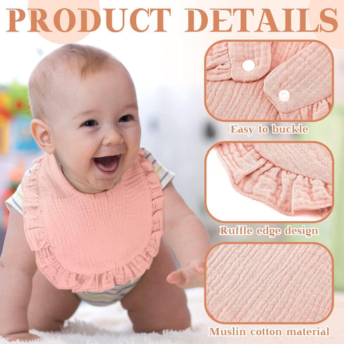 Geyoga 12 Pcs Unisex Baby Muslin Bibs, Adjustable Feeding Cloth Bibs for Infants, Drool Teething Bibs