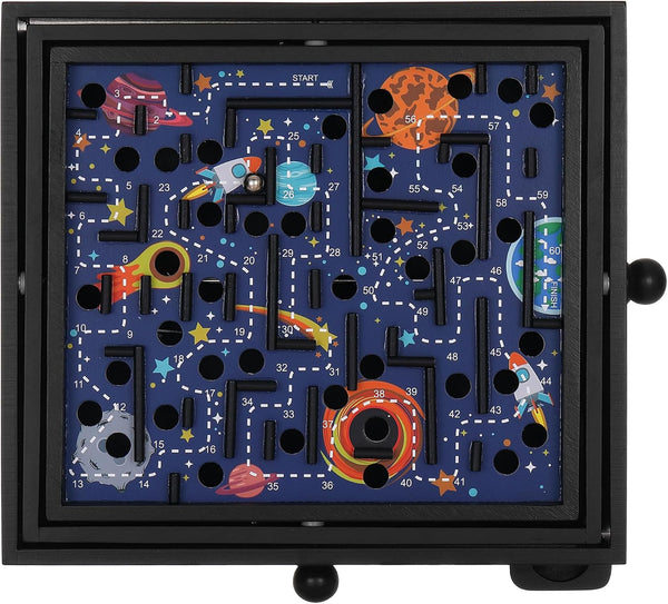 STERLING Games Wooden Labyrinth Space Shuttle Theme, Tilt Maze Game with Marble Ball for Ages 6 and Up