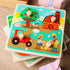 LovesTown 4PCS Wooden Peg Puzzles - Knob Puzzles with Handles for Toddlers Educational Montessori Learning