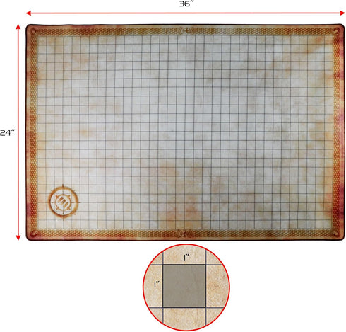 (24x36in) Set Set ENHANCE Deluxe RPG Grid Mat - DND Map with Premium Rubber, Non-Slip Grip, No Creasing - Dry Erase DND