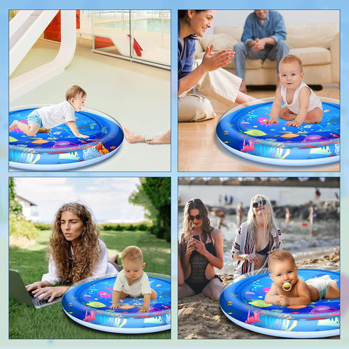 40''X40'' Tummy Time Water Mat, XL Inflatable Activity Center for Babies, Baby Toys for 3 6 9 12 Months
