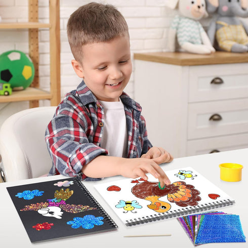 Foil Fun Animal DIY Art Kits, No Mess Creative Drawing Game for Kids Birthday Gifts and Crafts