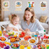 Set Juboury Pretend Play Food for Toddlers, Cutting Toy Food with Storage Bag, Stainless Steel Tray and Plates, Food
