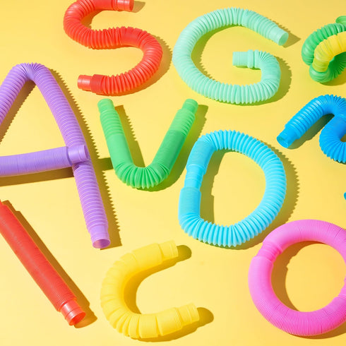 JOYIN 9 Pack Pop Tubes Sensory Toys, Fidget Tubes Party Favors in 9 Colors, Connectable and Extendable for Stress Relief