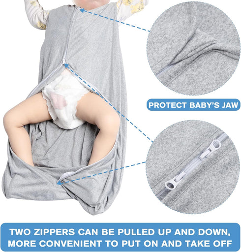 3 Pack Baby Sleep Sack 3-6 Months, 100% Rayon Cotton Baby Sleeping Bag, 2-Way Zipper, Toddler Wearable Blankets, TOG 0.3