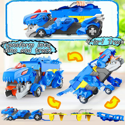 VESIHOLO 3-5, 12 Set, 3 4 5+ Dinosaur Toys for Kids Dinosaur Truck with Cars Toys, Car Track Birthday Gifts Toys
