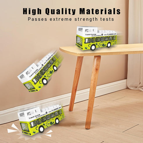 Die Cast Metal Toys Buses Set, 1:64 Scale Double Decker City Bus Vehicles, Openable Doors, Pull Back Cars for Kids