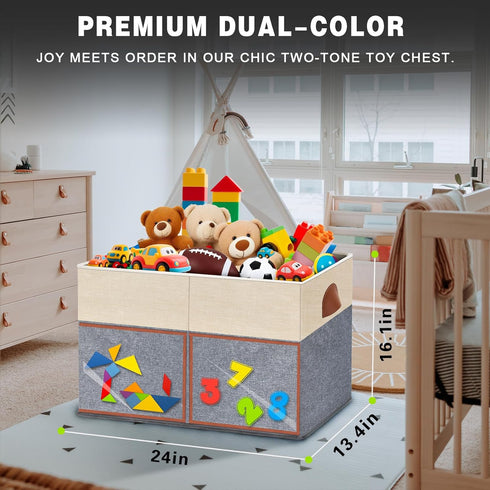 1 Pack Closet Large Toy Storage Box with Clear Lids Collapsible Toy Organizer Chest with Adjustable Dividers Kids