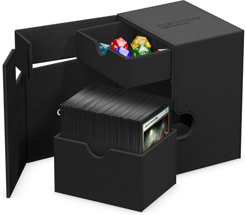 Ultimate Guard Flip 'n' Tray 133+ Deck Case for 133 Double-Sleeved TCG Cards + Dice Tray, Black