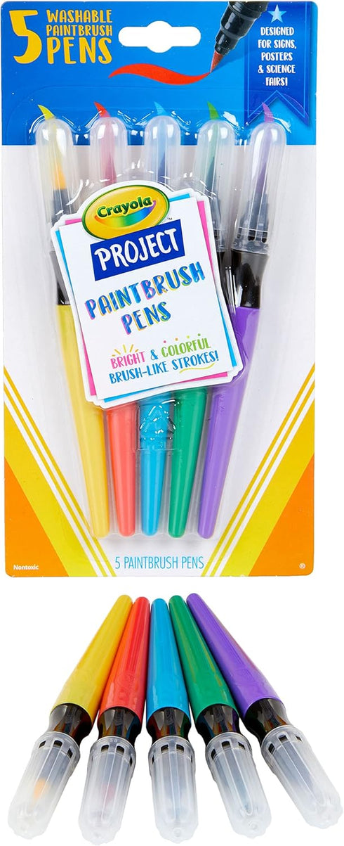 Crayola Washable No Drip Paint Brush Pens, Paint Set for Kids, 5 Count