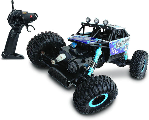 NKOK Mean Machines 1:16 RC Rock Crawler Venom, Blue, 2.4GHz, Pistol Grip Full Function Controller