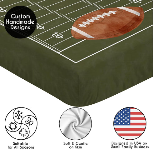 Sweet Jojo Designs Fitted Baby Crib Sheets (Football Sports) for Boys, Infant Nursery, Toddler Room - Standard Size
