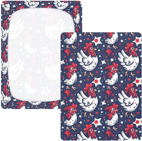 KICPOAY 4th 52x28 of July Independence Day Chicken Toddler Bed Crib Sheets Baby Crib Sheets Cover for Soft Mini Crib