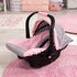 67933AA 18" Bayer Design Toy, Car Seat Easy Go for Neo Vario Pram with Cover, Doll Accessories, Pink, Grey