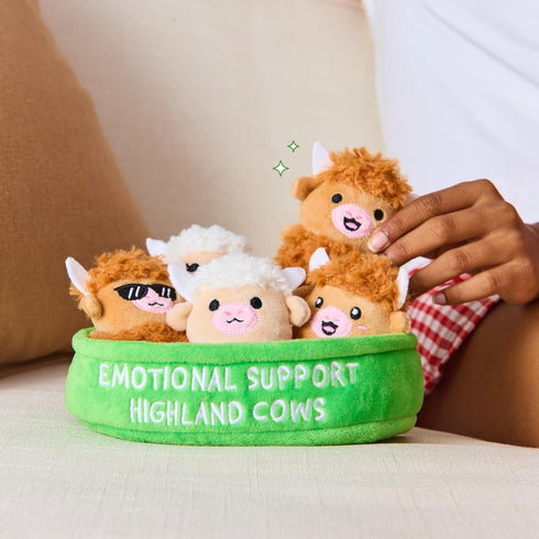 Set, 5 Emotional Support Highland Cows by Relatable, Cuddly Stuffed Animals and Plushies Small Gifts for Mom, Includes