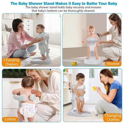 LUOPIAO Base,Anti-Pinch (6-36 Baby Shower Stand, Adjustable & Foldable Baby Bath Stand with Anti-Slip Silicone,Baby