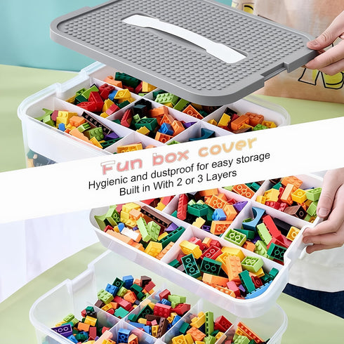 1 Toys Organizer Storage Case for Lego Box Kids Toy Stackable Building Blocks with Lids Bins Adjustable Lego Storage