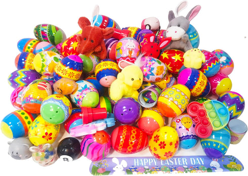 32 Pack Prefilled Easter Eggs with Fidget Toys, Bright Colorful Easter Eggs Prefilled with Variety Easter Stress Toys