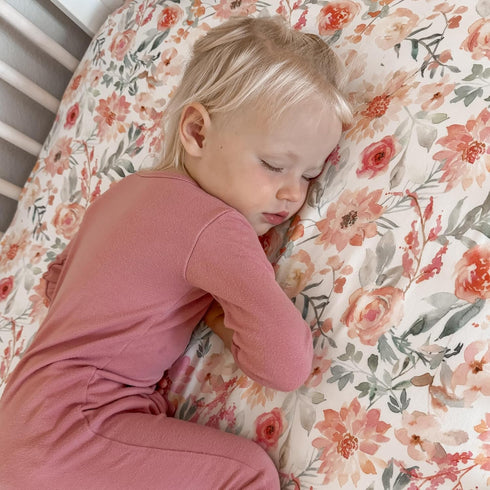 2 Pack Baby Girls Crib Sheets | Floral & Solid Pink Ultra-Soft Bedding for Crib Mattress and Toddler Beds |Blended