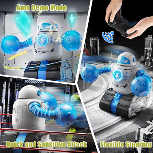 cxjoigxi Set 2, 5 6 7 8 9 10 11 12 Remote Control Fighting Robot Toys of RC Ejecting Battle Bots with Light & Sound