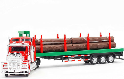 1:50 Gemini&Genius Timber Truck Toys for Kids, Heavy Duty Alloy Truck Timber Construction Vehicle, Scale Diecast